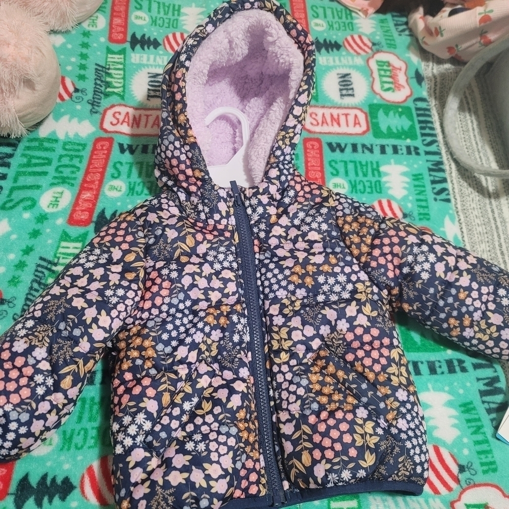NWT Carters Blue Navy Floral Baby Jacket Size 12 Months